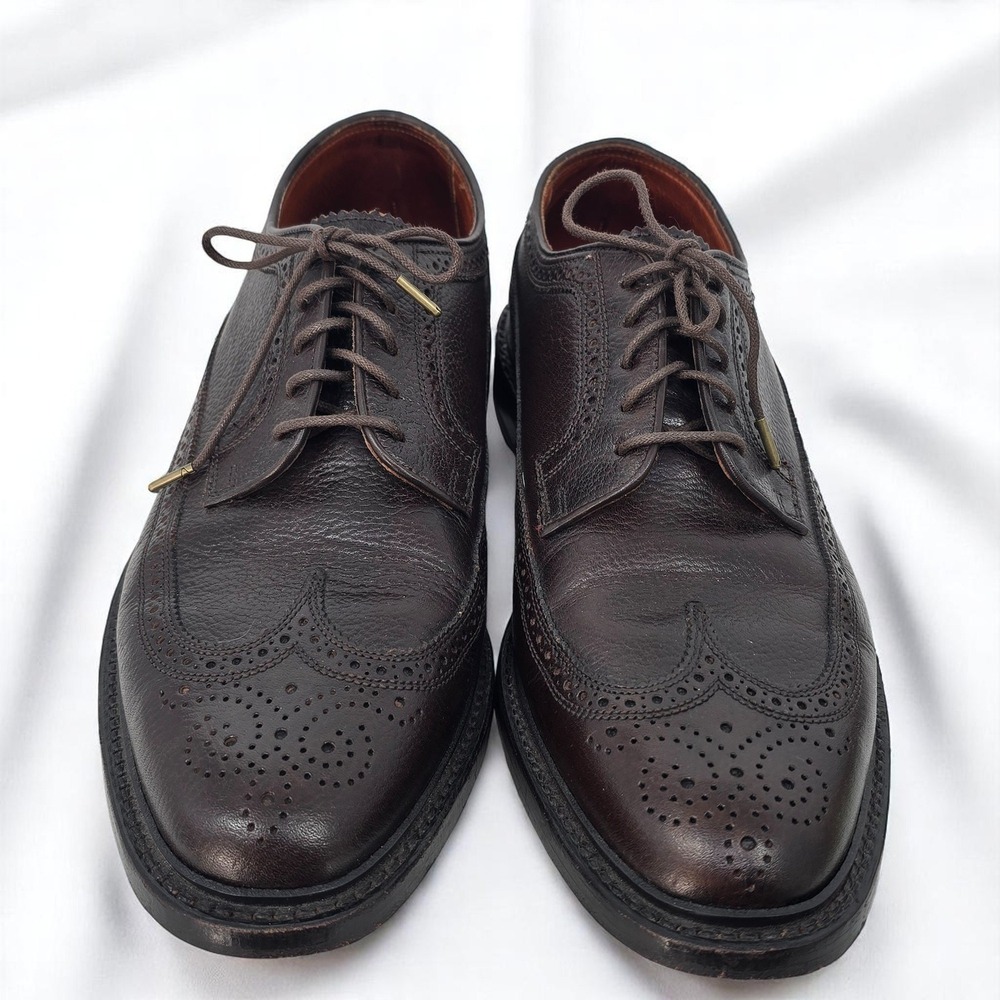 Florsheim Brown Leather Oxfords with Brogue Detailing